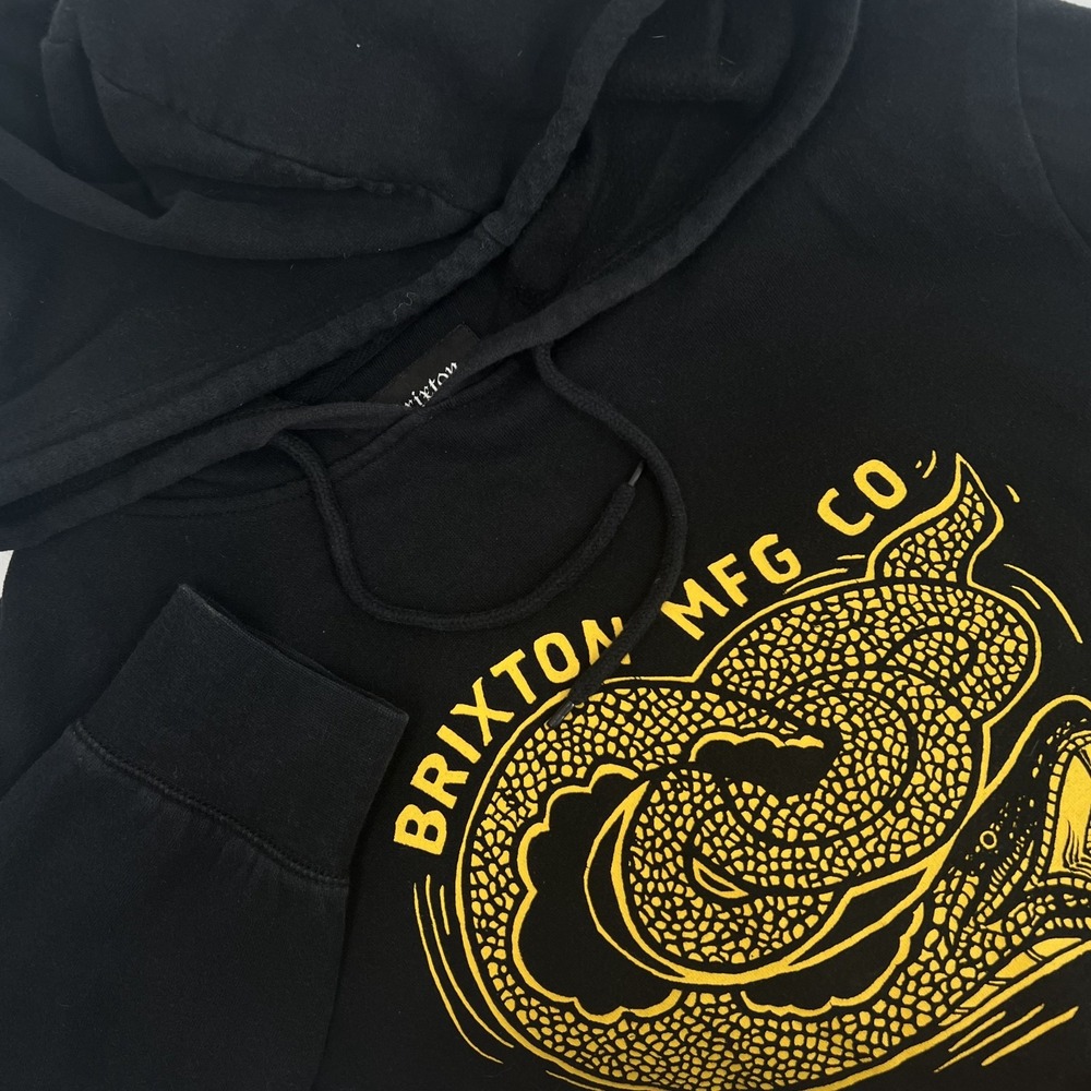 BRIXTON Men's M Black/Gold Graphic Print Cobra Snake Pullover Hoodie Sweatshirt